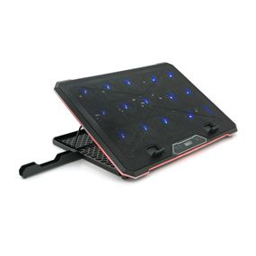 Підставка під ноутбук IceCoorel K15D, 10-19", 15 * 60mm 2550±10% RPM, корпус пластик + алюміній, 2xUSB 2.0 + LCD, 415x296x28mm, RGB, Box, Q10