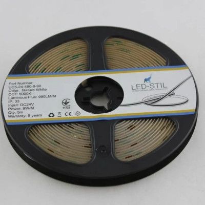 Светодиодная лента LED-STIL 5000K 9 Вт/м COB 480 діодів IP33 24 Вольта 990 lm біле денне світло | Зображення 4