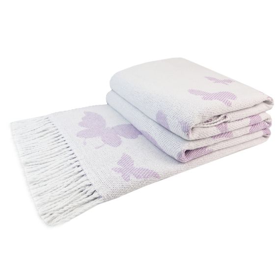 Плед бавовняний Метелик ліловий Love You 140 x 200 см | Зображення 1