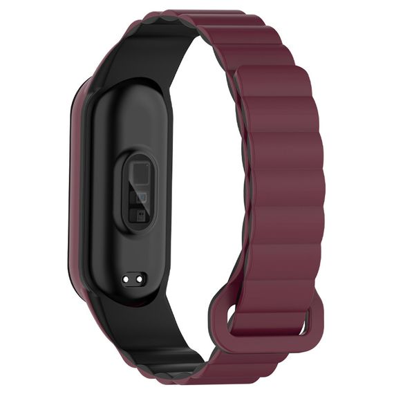 Ремінець Dual-color Magnetic для Xiaomi Mi Band 7/6/5/4/3 Plum / Black | Зображення 1