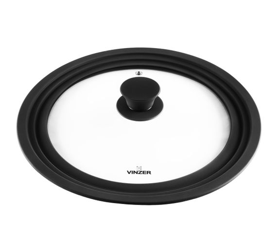 Крышка стеклянная Vinzer 24/26/28 см 50249 универсальная с силиконовым ободком