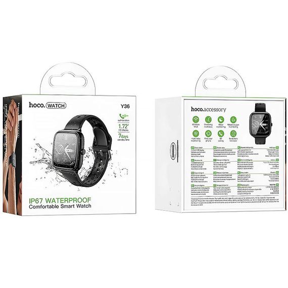Смарт-годинник Hoco Y36 Smart sports watch (call version) Black | Зображення 1