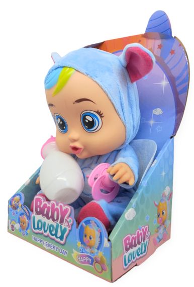 Лялька пупс розмовляє плаче сміється в костюмі хмаринки 25,5 см Baby Lovely з соскою і пляшечкою