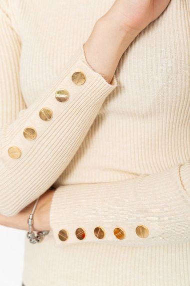 Гольф жіночий в рубчик, колір світло-бежевий, 204R036 | Зображення 4