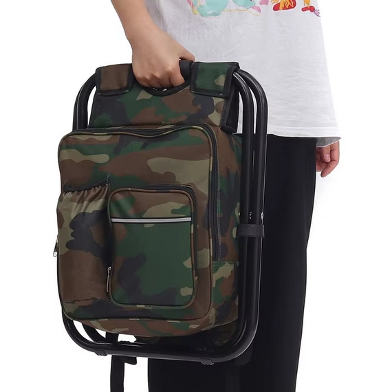 Стілець-рюкзак із термосумкою для риболовлі та походів 3 в 1, крісло-термосумка-рюкзак, чорний, зелений, синій | Зображення 3