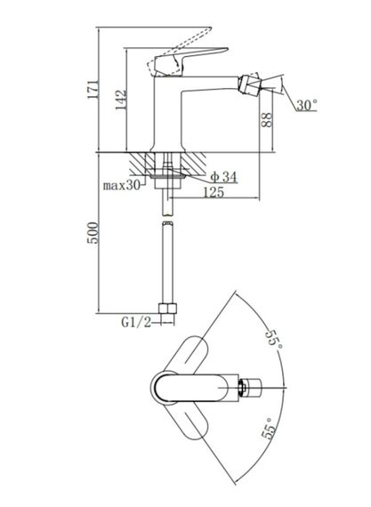 Змішувач для біде Qtap Evia, Chrome (k30) QTEVI255CRM47581 | Зображення 1