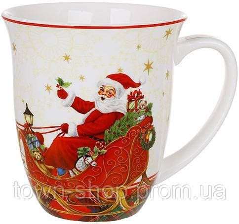 Кружка (чашка) фарфоровая "Christmas Story" 470мл, красный с белым BD-149-037 | Зображення 1