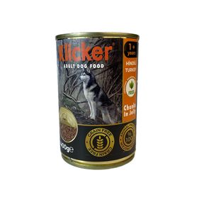 Влажный корм Klicker для взрослых собак кусочки индейки в желе конс 400г.