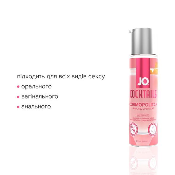 Лубрикант на водной основе JO Cocktails — Cosmopolitan без сахара, растительный глицерин (60 мл) | Зображення 3