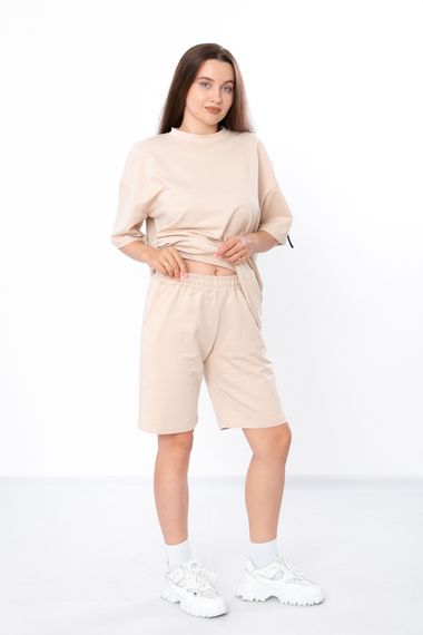 Комплект жіночий (футболка+шорти-бермуди) Носи своє 52 Бежевий (p-14600-165332) | Зображення 2