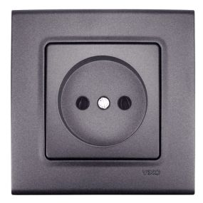 Розетка одинарна VIKO Linnera без заземлення, Сірий Граніт (90402007)