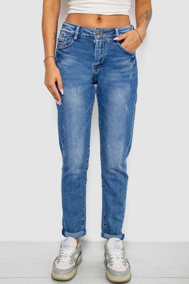 Джинси жіночі однотонні Straight fit, колір синій, 244RQ6169