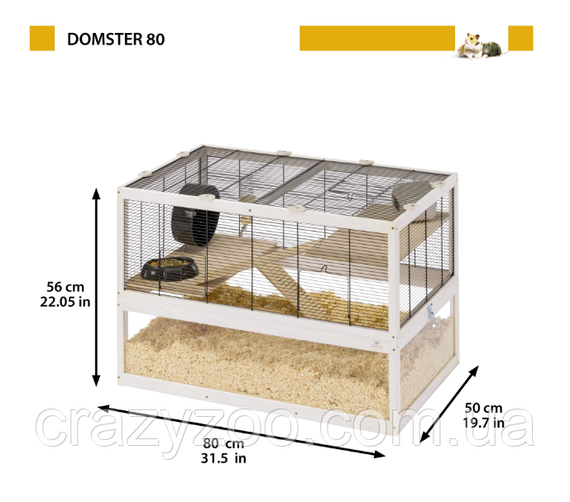 Клітка для гризунів Ferplast Domster 80 дерев'яна з аксесуарами 80x50x56 см 57027017 | Зображення 1