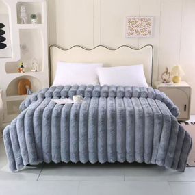 Плед Dushka Home Шиншила в смужку 21769 200х230 см світло-сірий