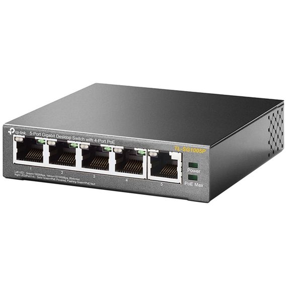 TP-Link Комутатор TL-SG1005P 5xGE/4xPoE 56W некерований (TL-SG1005P) | Зображення 2