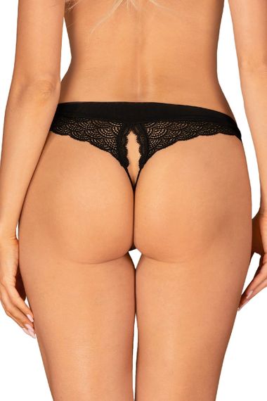 Трусики с разрезом Obsessive Chemeris otwarte Черные XS/S | Зображення 1