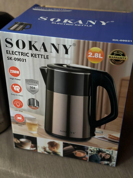 Электрочайник Sokany SK-09031 металлический 2,8 л 2200 Вт | Зображення 4