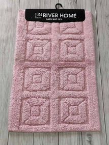 Коврики в ванную комнату River home Квадрат pembe Акрил набор 2шт Розовые
