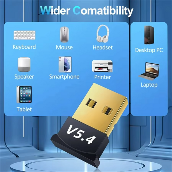 USB Bluetooth 5.4 адаптер приймач-передавач чорний | Зображення 1