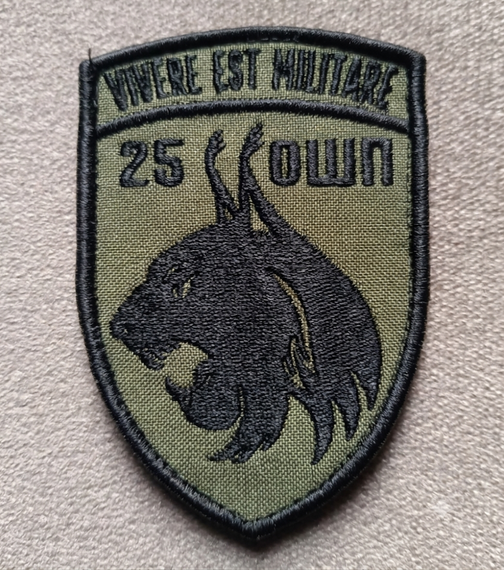 Шеврон 25 ОШП Vivere Est Militare (олива)