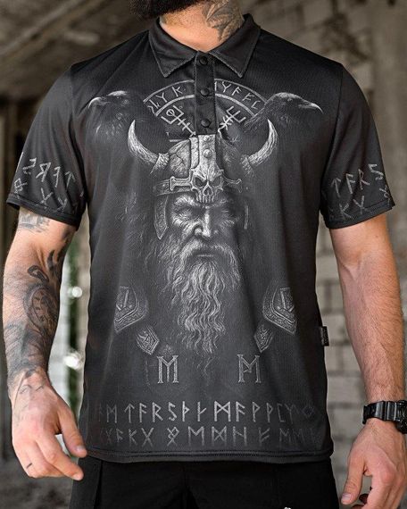 Милитари поло футболка  oblivion  Руни black  ПП4663 | Зображення 4