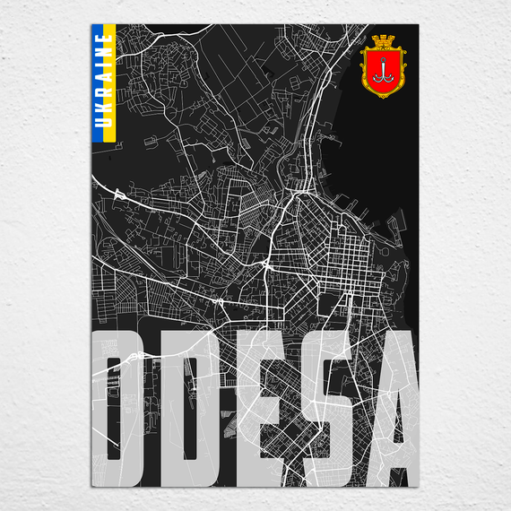Плакат-постер з принтом Кавун Карта міста Одеса Україна. Map of Odesa Ukraine ПЛ000862(A4) | Зображення 1