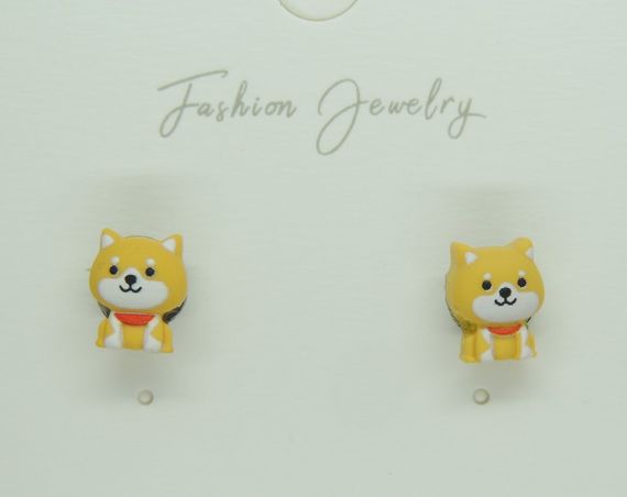 Дитячі сережки Сережки гвоздики пусети Liresmina Jewelry жовті собачки 0.8 см | Зображення 1