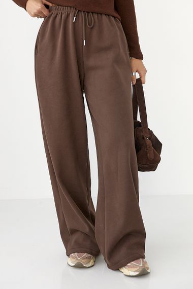 Спортивні штани з плюшевим начісом - коричневий цвет, L (є розміри)