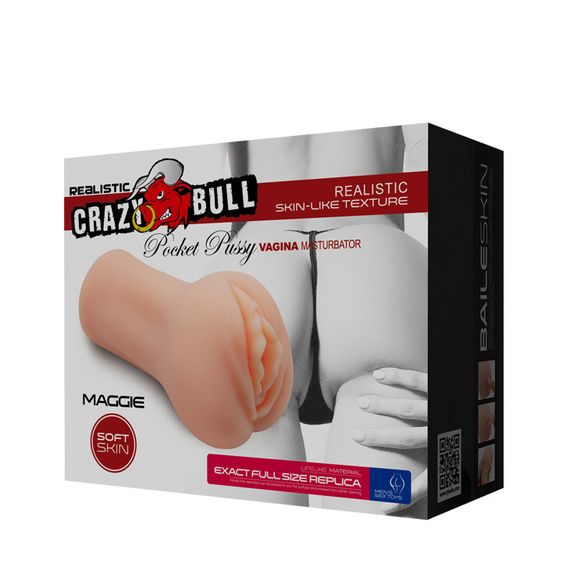 Мастурбатор вагіна Crazy Bull Maggie тілесний, 15.2 х 8.5 см Sex Aura | Зображення 8