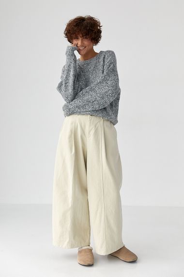 В'язана вільна кофта меланж - сірий цвет, ONE SIZE (є розміри) | Зображення 2