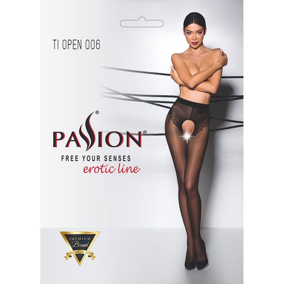 Еротичні колготки Passion TIOPEN 006 3/4 (30 den), nero, з вирізом, імітація трусиків | Зображення 4