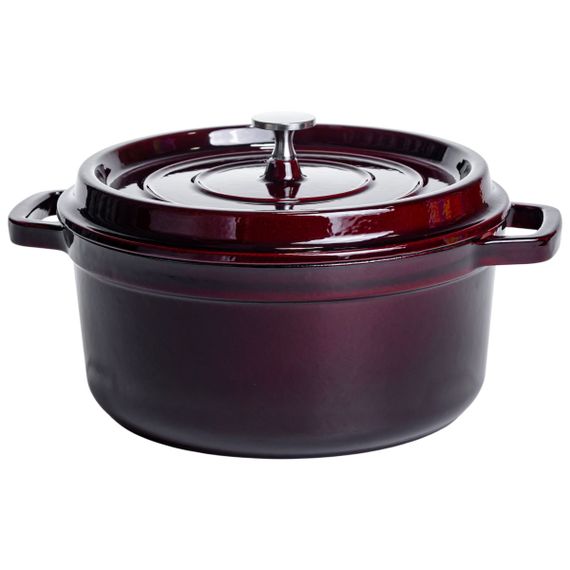Кокотниця чавунна емальована 4,5 л, бургунді Yiwu HP-FLG-11 burgundy