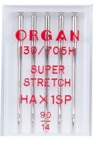 Голки швейні для стрейча, лайкри ORGAN SUPER STRETCH №90 пластиковий бокс 5 штук для побутових швейних машин