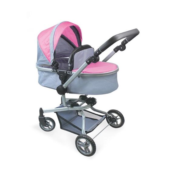 Коляска Для Ляльок Велика 2 в 1 Трансформер Обертові Колеса + Регульована Ручка + Кошик Для Зберігання | Зображення 1