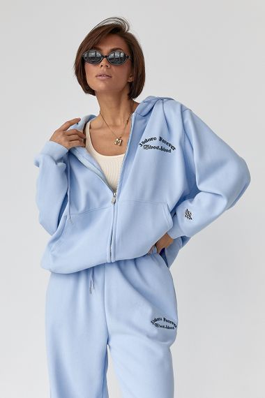 Теплий спортивний костюм з капюшоном - блакитний цвет, S/M (є розміри) | Зображення 2