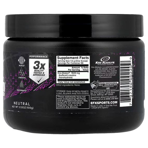 Креатин EFX Kre-Alkalyn Powder 100 g (Neutral) | Зображення 1