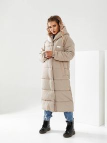 Подовжена зимова куртка-пуховик арт.А-520, беж