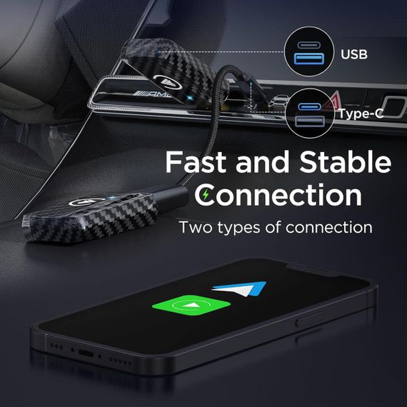 Бездротовий адаптер CarPlay Android Auto 2в1, перехідник для дротового штатного карплей в авто для iPhone iOS 10+ Android 11+ | Зображення 5