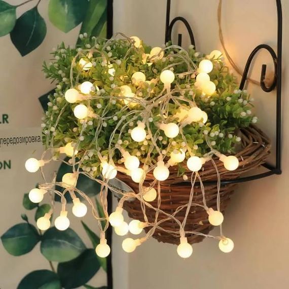 Гірлянда кульки 6м 40шт USB Біла