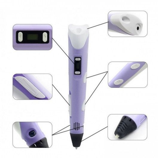 3D ручка Smart 3D Pen 2 c LCD дисплеем, Ручка для объемного рисования, Детская 3д ручка. Цвет: фиолетовый | Зображення 5