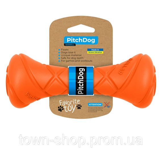 Игровая гантель для апортировки PitchDog, длина 19 см, диаметр 7 см оранжевый