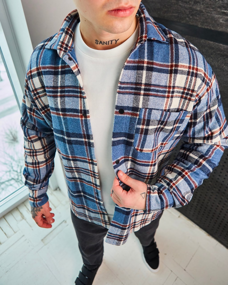 Теплая рубашка голубой S | Зображення 1