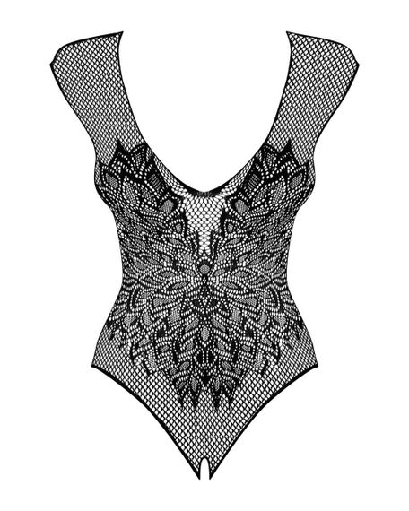 (SALE) Бодистокинг из крупной сетки с кружевом Obsessive B112 teddy XL/XXL, черный, с доступом sexstyle | Зображення 3