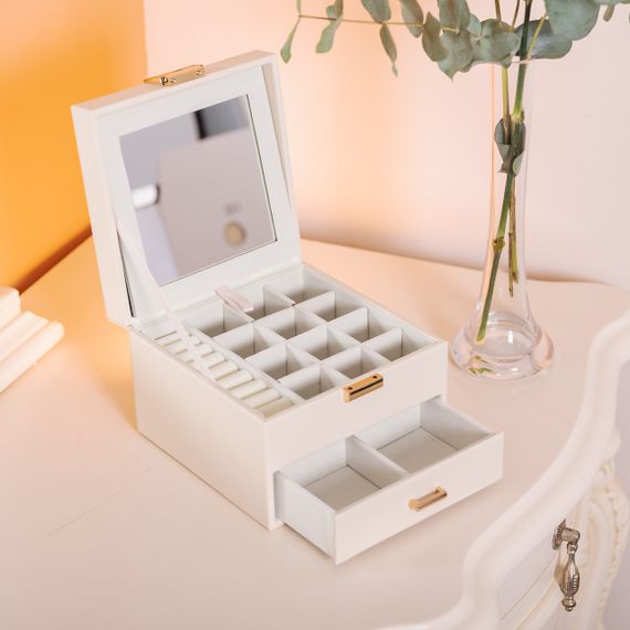 Скринька для прикрас з еко шкіри 2 яруси органайзер для ювелірних виробів HP-5-2W | Зображення 6