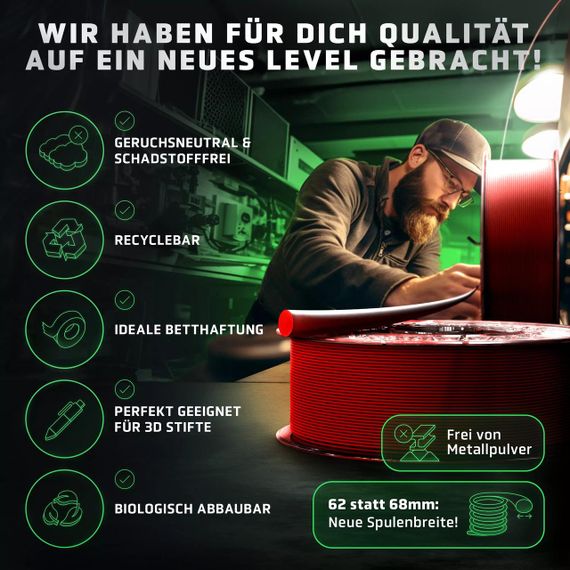 Червоний філамент Vision 3D® PLA 1кг, 1.75мм, для 3D-принтерів, екологічний матеріал, вдалий для моделювання | Зображення 1