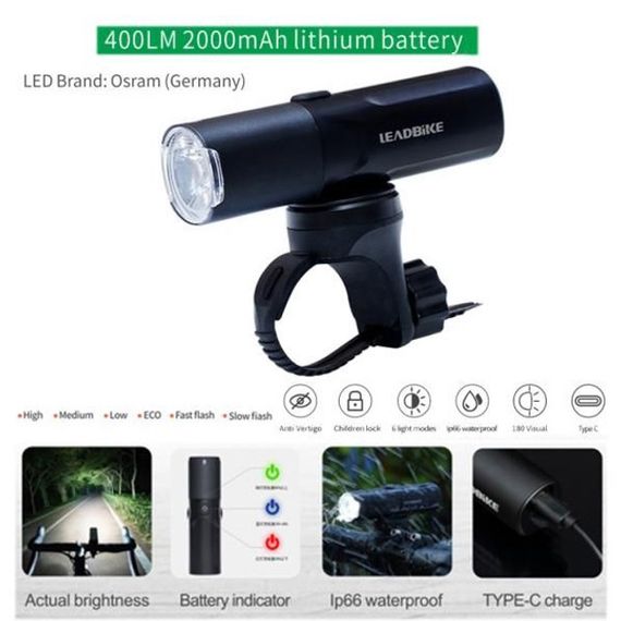 Мощный велосипедный фонарь LEADBIKE M02-OSRAM 800LM, Велосипедный фонарь с защитой от влаги | Зображення 5