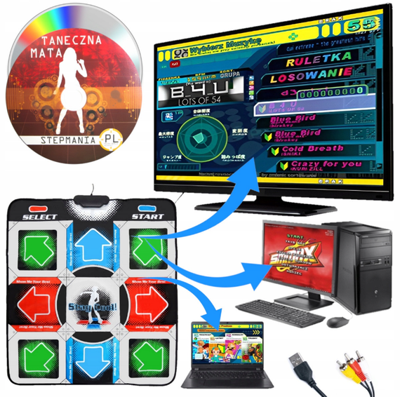 Танцевальный коврик usb для ПК компьютера PC Dance mat  Dance Pad улучшенный с CD | Зображення 1
