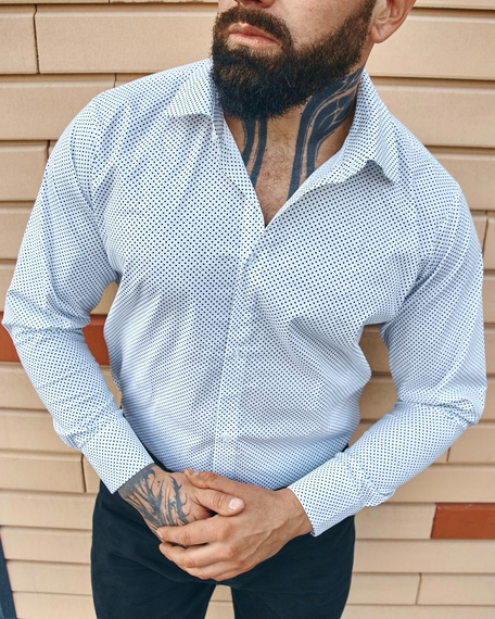 Рубашка классическая белый горох S M | Зображення 2