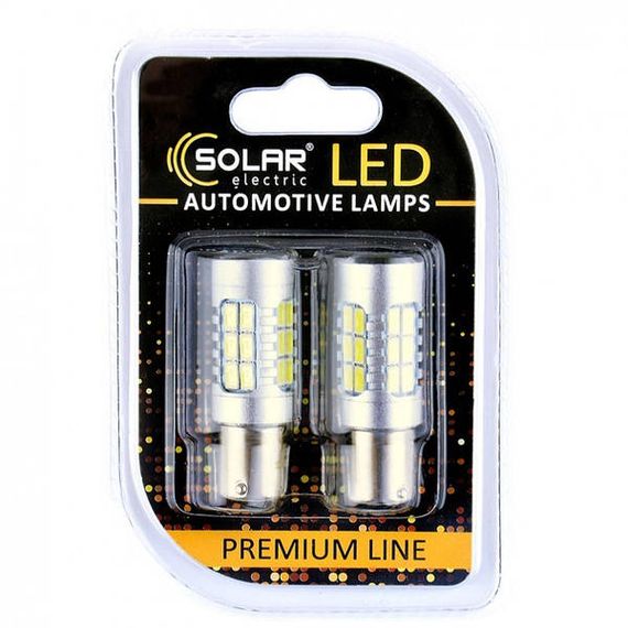 SL1395 SOLAR Автолампа LED 12-24V S25 BA15s 27SMD 2835 CANBUS Non-Polar white блістер 2шт.
