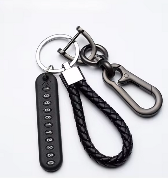 Брелок із номером мобільного телефона для чоловіків, жінок простий плетений шкіряний